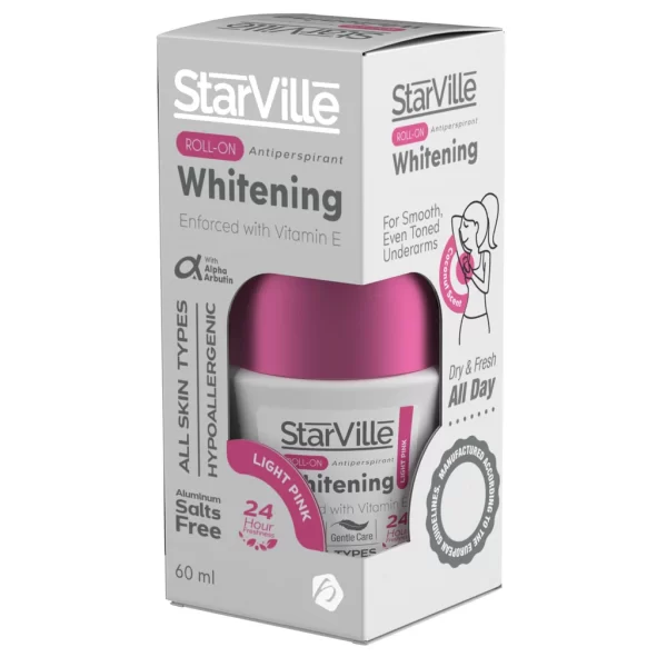 StarVille Hypoallergenic Antiperspirant Whitening Roll-On Deodorant Coconut Scent with Vitamin E for All Skin Types - aluminum salts free