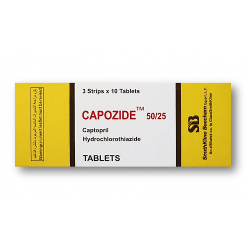 Capozide 50mg Captopril & 25mg Hydrochlorothiazide 30 TAB