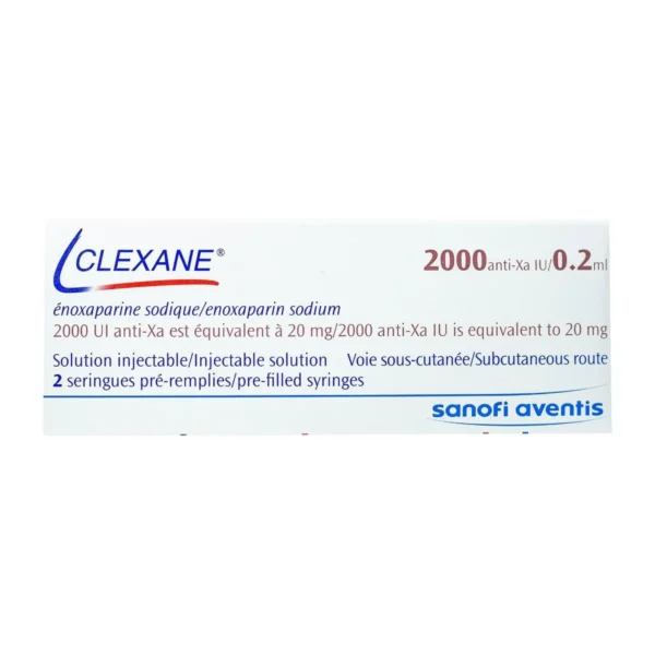 Clexane 2000 IU Enoxaparin Sodium Solution with 0.2ml Water Syringes