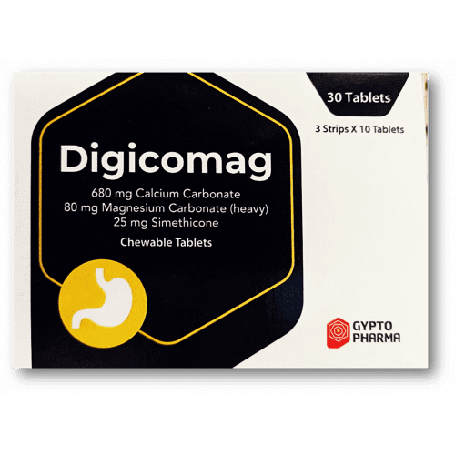 Digicomag 680mg Calcium Carbonate, 80mg Magnesium Carbonate & 25mg Simethicone Chewable Tablets