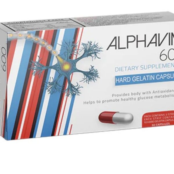 Alphavim 600mg Alpha Lipoic Acid Antioxidant & Glucose Metabolism Support Supplement 20 CAP