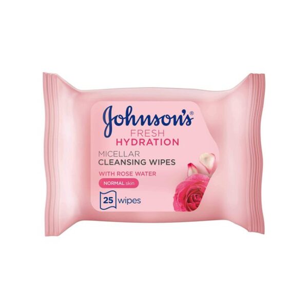 Johnson's Fresh Hydration Micellar Cleansing Wipes with Rose Water for Normal Skin