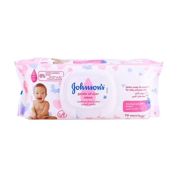 Johnson's Gentle Baby Wipes with Silk Extract - alcohol free, parabens free, dyes free 72 pcs