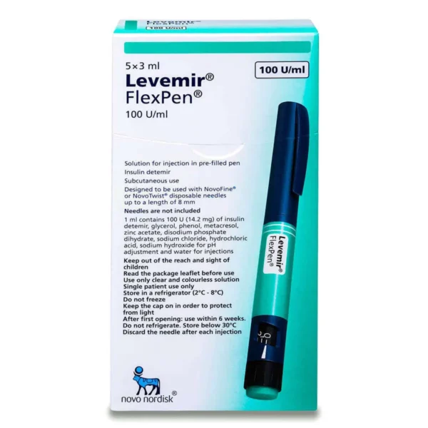 Levemir Flex Pen 100 U/ml Insulin Solution for Subcutaneous & Intravenous Injection