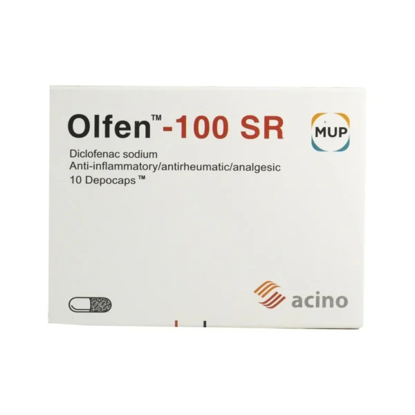 Olfen SR 100mg Diclofenac Sodium Anti-Inflammatory, Antirheumatic & Analgesic 10 CAPS