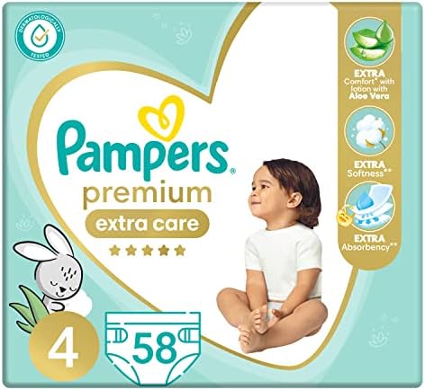 Pampers Premium Extra Care Diapers with Aloe Vera Lotion Size 4 (9-18kg)