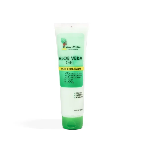 Raw African Cooling, Soothing & Hydrating Gel with Aloe Vera, Jojoba & Sweet Almond Extracts for Face, Hair & Body - cruelty free
