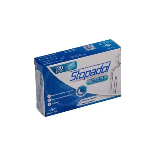Stopadol Night 500mg Paracetamol & 25mg Diphenhydramine Hydrochloride for Muscle Pain, Headache & Migraine