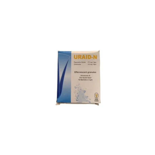 Uraid-N 171mg/5g Piperazine Citrate & 0.5mg/5g Colchicine Effervescent Granules for Uricosuric & Acute Gout
